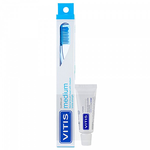 Щітка зубна VITIS MEDIUM, середньої жорсткості + паста VITIS WHITENING 15 мл (Іспанія)