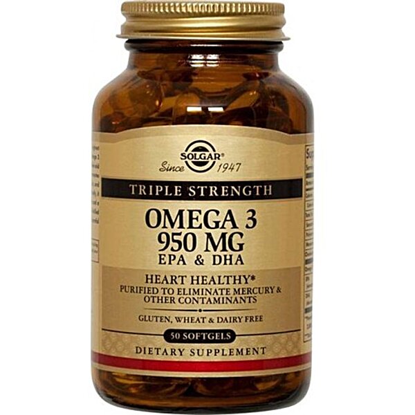Solgar Omega-3 EPA & DHA Triple Strength 950 мг 50 м'яких капсул (США)