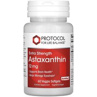 Astaxanthin, астаксантин, Protocol for Life Balance, підвищена сила, 12 мг, 60 рослинних гелевих капсул S125-PRT-12253 №2