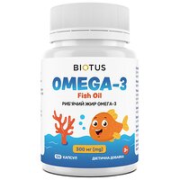 ОМЕГА-3 для дітей, OMEGA-3 for Kids, Biotus, риб'ячий жир, 300 мг, 120 капсул (Україна)