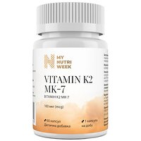 Вітамін К2-менахінон-7, Vitamin K2 MK-7, My Nutri Week, 100 мкг, 60 капсул (Україна)