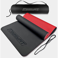 Коврик для йоги и фитнеса EasyFit TPE+TC 6 мм двухслойный + Чехол черный с красным S122-1109