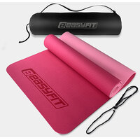 Коврик для йоги и фитнеса EasyFit TPE+TC 6 мм двухслойный + Чехол розовый cо св.розовым S122-1117
