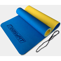 Коврик для йоги и фитнеса EasyFit TPE+TC 6 мм двухслойный синий-желтый S122-1857