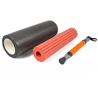 Ролик массажный EasyFit TIO 3 в 1 Черный-оранжевый S122-1790