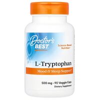 L-tryptophan, триптофан, Doctor's Best, 500 мг, 90 веганських капсул S125-DRB-00126