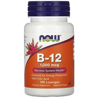 В12 вітамін та фолієва кислота, B-12 With Folic Acid, Now Foods, 1000 мкг, 100 цукерок S125-NOW-00466 №2