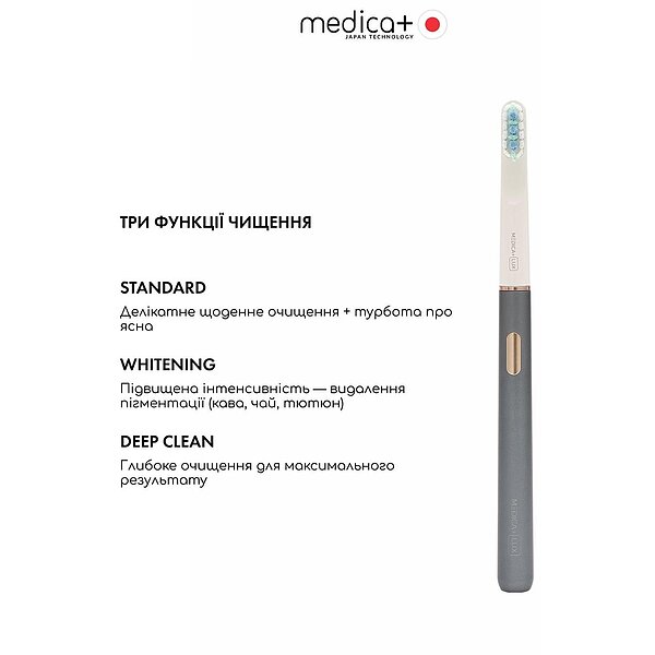 Звукова відбілювальна зубна щітка MEDICA+ Lux 10ХN Aluminum Portable Grey (Japan) S44-1983869525