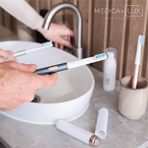 Звукова відбілювальна зубна щітка MEDICA+ Lux 10ХN Aluminum Portable Grey (Japan) S44-1983869525