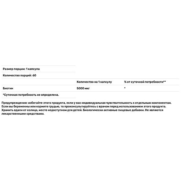 Фото Біотин Biotus Biotin капсули по 5000 мкг, 60 шт.