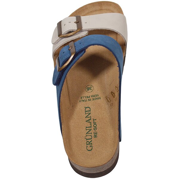 Фото Женские шлепанцы Grunland CB2249 11HOLA JEANS-MULTI, бело-синие (Италия)