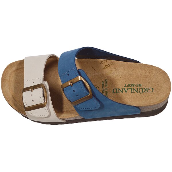 Женские шлепанцы Grunland CB2249 11HOLA JEANS-MULTI, бело-синие (Италия)