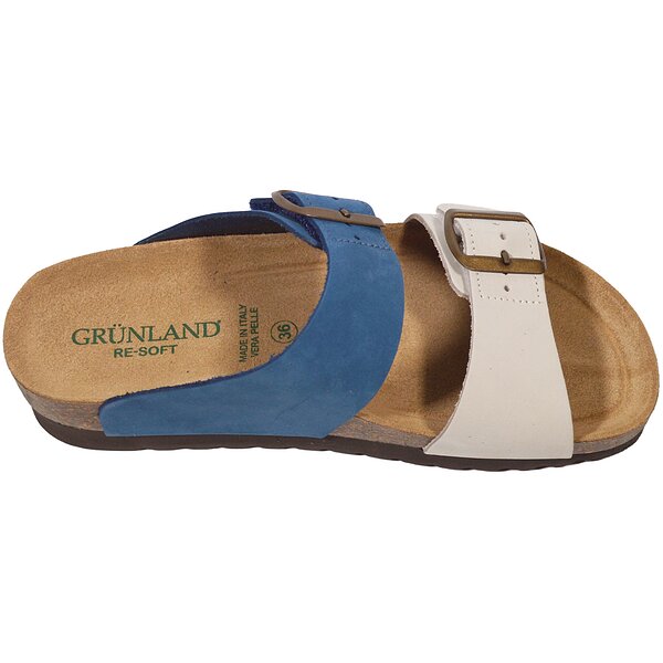 Женские шлепанцы Grunland CB2249 11HOLA JEANS-MULTI, бело-синие (Италия)