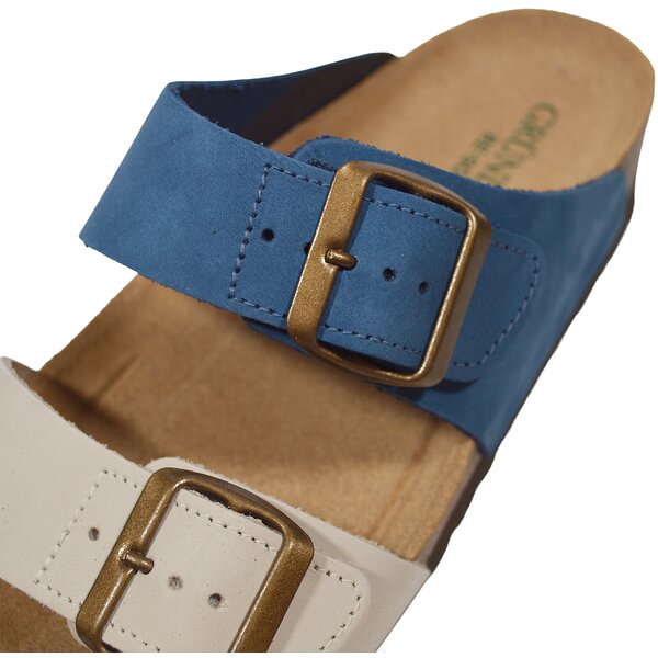 Женские шлепанцы Grunland CB2249 11HOLA JEANS-MULTI, бело-синие (Италия)