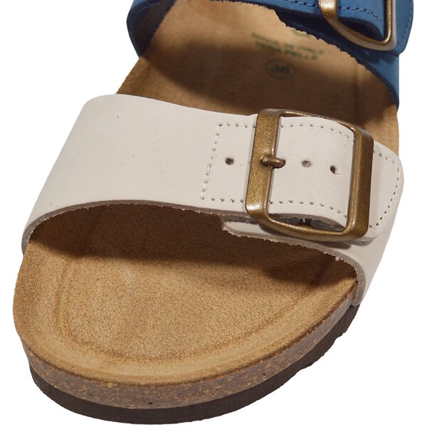Женские шлепанцы Grunland CB2249 11HOLA JEANS-MULTI, бело-синие (Италия)