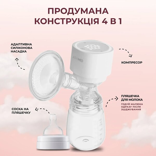 Електричний молоковідсмоктувач ArhiMED Gentle S3 + Подарунок пакети для молока ArhiMed Gentle Bag 250 мл, 5 шт. (Польща)