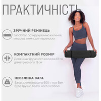 Коврик для йоги и фитнеса EasyFit TPE+TC 6 мм двухслойный черный-красный S122-1104 №2