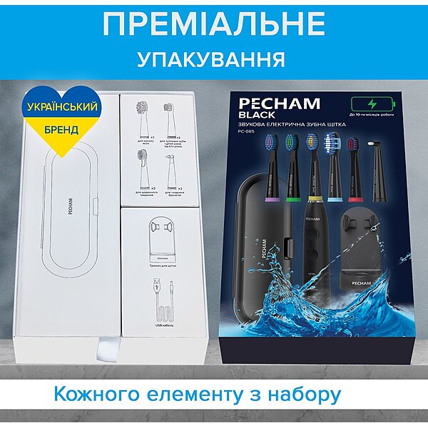 Зубна електрична щітка Pecham Black Travel PC-085 (Украина)