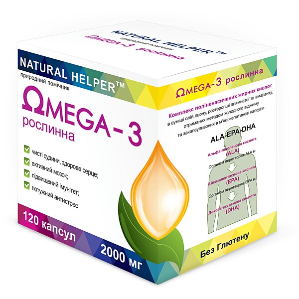 Рослинний комплекс Natural Helper Омега-3, 120 капсул (Україна)