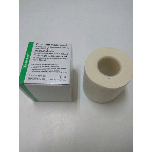 Фото Пластир фіксуючий MEDICARE (нетканий матеріал, 5 см x 10 м)