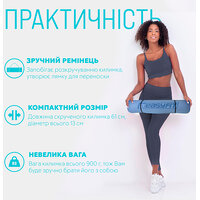 Коврик для йоги и фитнеса EasyFit TPE+TC 6 мм двухслойный голубой-синий S122-1711 №2