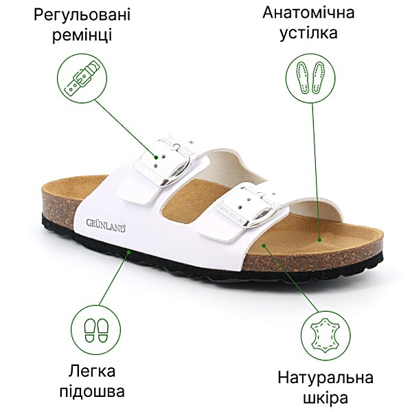 Шльопанці анатомічні жіночі Grunland Sara CB4018 білі (Італія)