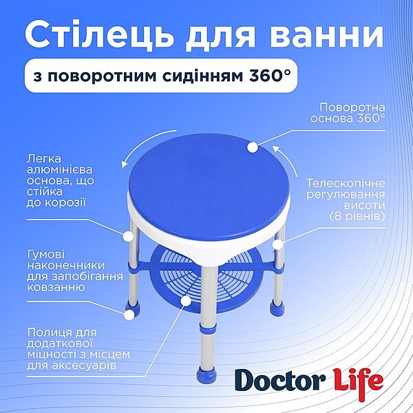Стул для ванны с поворотным сиденьем на 360&deg; Deluxe Doctor Life 12457-PU (Украина)
