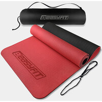 Коврик для йоги и фитнеса EasyFit TPE+TC 6 мм двухслойный + Чехол красный с черным S122-1118