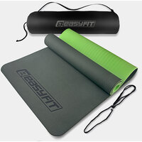 Коврик для йоги и фитнеса EasyFit TPE+TC 6 мм двухслойный + Чехол черный с зеленым S122-1108