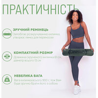 Коврик для йоги и фитнеса EasyFit TPE+TC 6 мм двухслойный + Чехол черный с зеленым S122-1108 №2