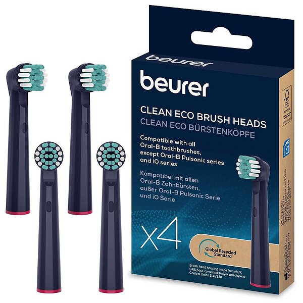 Фото Насадки для роторних зубних щіток Beurer TB Clean 4x GP, інтенсивне чищення (Німеччина)