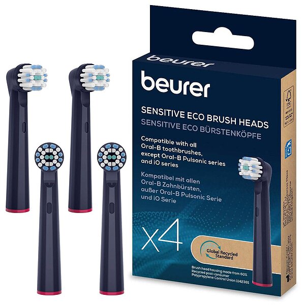 Фото Насадки для роторных зубных щеток Beurer TB Sensitive 4x GP, деликатная чистка (Германия)