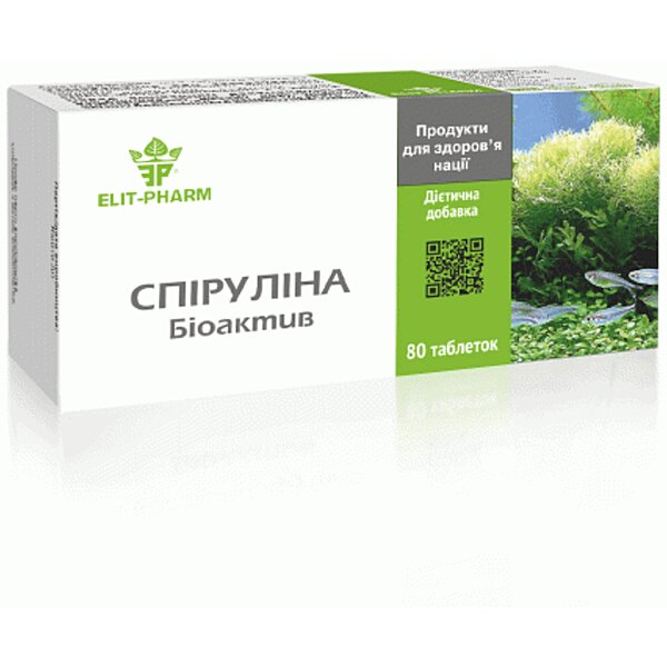 Дієтична добавка "Спіруліна Біоактив" Elit-Pharm №80 (Україна)