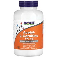 Карнітин, ацетил Acetyl-L-Carnitine, Now Foods, 500 мг, 200 вегетаріанських капсул S125-NOW-00084