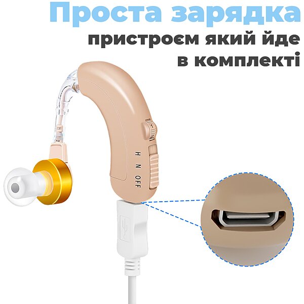 Слуховий апарат (підсилювач слуху) Axon C-109 акумулятор + регулювання гучності