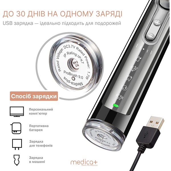 Зубна ультразвукова щітка MEDICA+ PROBRUSH 9.0 black (Japan) S44-1338521893