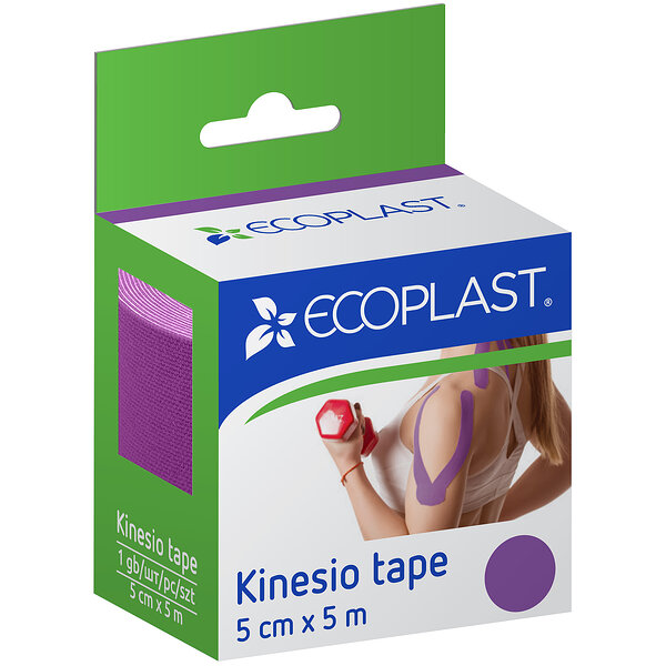 Пластырь медицинский ECOPLAST Кинезио тейп, 5см x 5м (фиолетовый)