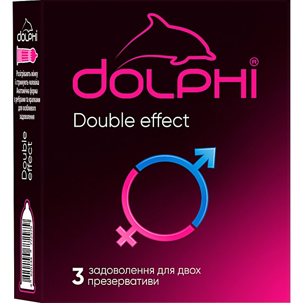 Презервативы с двойным эфеком Dolphi Double effect, 3 шт (Украина)