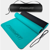 Коврик для йоги и фитнеса EasyFit TPE+TC 6 мм двухслойный + Чехол мятный-черный S122-1856