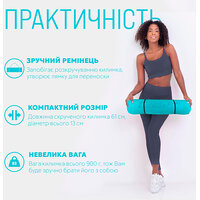 Коврик для йоги и фитнеса EasyFit TPE+TC 6 мм двухслойный + Чехол мятный-черный S122-1856 №2