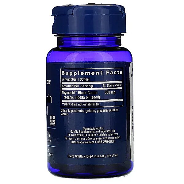 Купити Масло чорного кмину Life Extension Black Cumin 60 капсул по 500 мг (США)