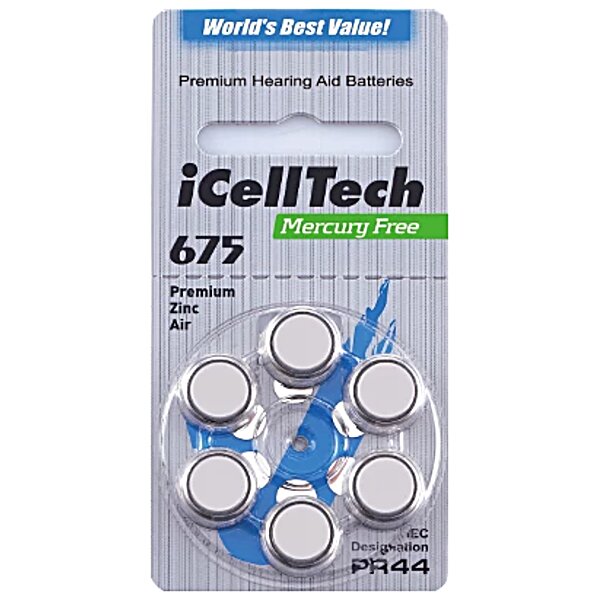 Батарейки для слухових апаратів iCellTech A675, 1шт