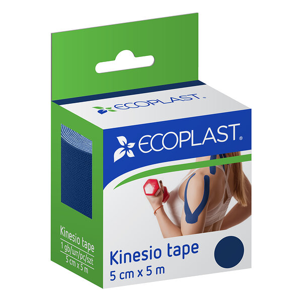 Пластырь медицинский ECOPLAST Кинезио тейп, 5см x 5м (синий) 