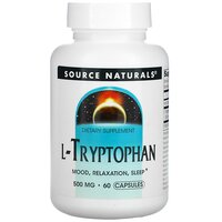 L-tryptophan, триптофан, Source Naturals, 500 мг, 60 капсул S125-SNS-01984
