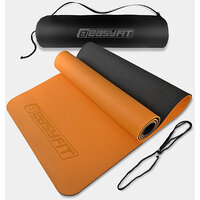 Коврик для йоги и фитнеса EasyFit TPE+TC 6 мм двухслойный + Чехол оранжевый с черным S122-1116