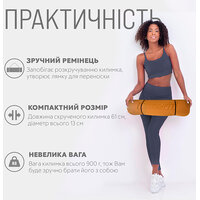 Коврик для йоги и фитнеса EasyFit TPE+TC 6 мм двухслойный + Чехол оранжевый с черным S122-1116 №2