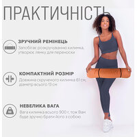 Коврик для йоги и фитнеса EasyFit TPE+TC 6 мм двухслойный + Чехол персиковый-коричневый S122-1865 №2