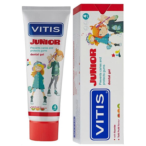 VITIS JUNIOR гель-паста для детей, фруктовый вкус 75 мл. DENTAID (Испания)