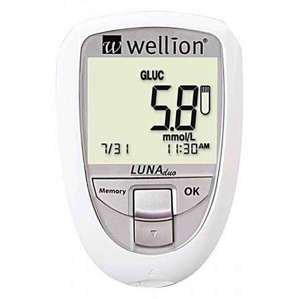 Акційний набір Глюкометр Wellion Luna Duo + тест - смужки №50 шт . ( глюкоза) + тест - смужки №5 ( холестерин )