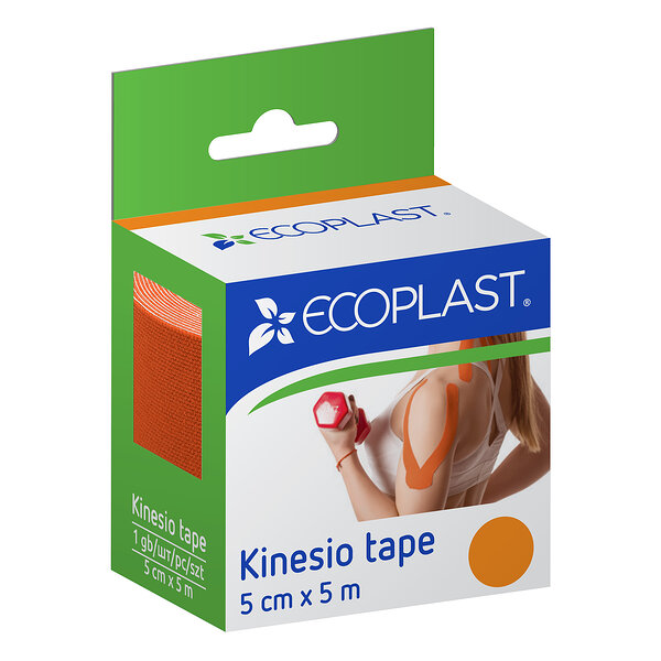 Пластырь медицинский ECOPLAST Кинезио тейп, 5см x 5м (оранжевый) 